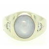 Men's Vintage 14k White Gold 7.24 ctw Oval Gray Star Sapphire Round Diamond Ring