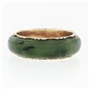Image 4 : Antique Victorian 14k Yellow Gold & Domed Natural Green Jade 6.8mm Band Ring