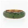 Image 5 : Antique Victorian 14k Yellow Gold & Domed Natural Green Jade 6.8mm Band Ring