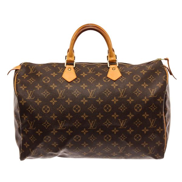 Louis Vuitton Brown Monogram Canvas Leather Speedy 40 Satchel Bag