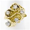 Image 1 : Statement Vintage 18K Yellow Gold 1.03 ctw Diamond Large Wavy Nugget Cocktail Ri