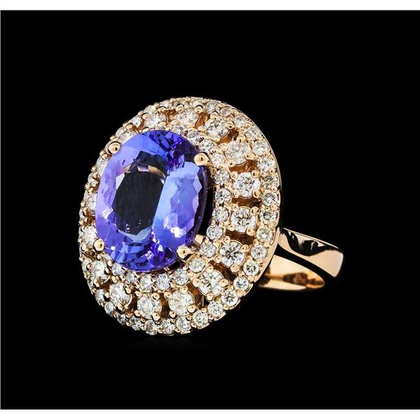 5.50 ctw Tanzanite and Diamond Ring - 14KT Rose Gold