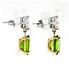 Image 3 : 14K TT Gold 5.70 ctw Oval Peridot Princess Cut Diamond Dangle Drop Earrings