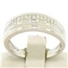 Image 1 : 14k Solid White Gold 0.56 ctw 2 Row Invisible Set Princess Cut Diamond Band Ring