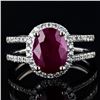 Image 2 : 2.65 ctw BURMESE Ruby and 0.47 ctw Diamond Platinum Ring (GIA CERTIFIED)