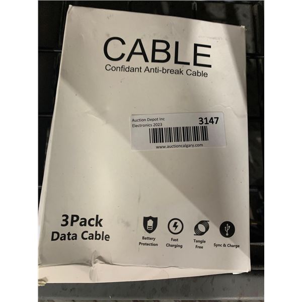 3 Pack Data Cable Confident Anti Break Cable