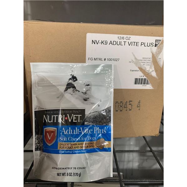 CASE LOT Nutri-Vet Adult Vite Plus Soft Chews For Dogs 12 x170g