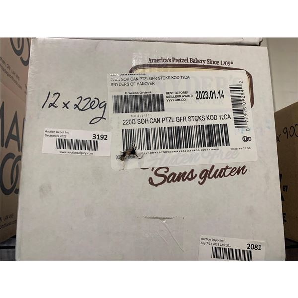 CASE LOT Snyders Gluten Free Pretzel Sticks 12 220g