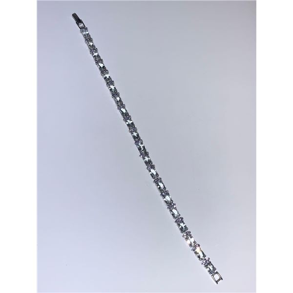 Natural Aquamarine & Tanzanite 14.15 Carat Tennis Bracelet .925 silver with Appraisal Certificate Va