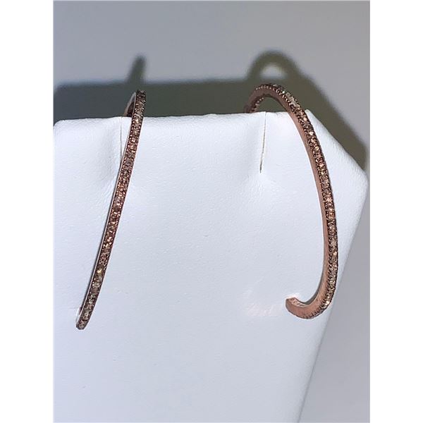 Natural Diamond 1.22 Carat 14K Gold on 925 silver Ladies Hoop earring Set with Appraisal Certificate