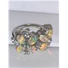 Image 2 : Ladies Natural Fire Opal Multi Stone 4.10 Carat Cluster .925 Silver Ring with Appraisal Certificate 