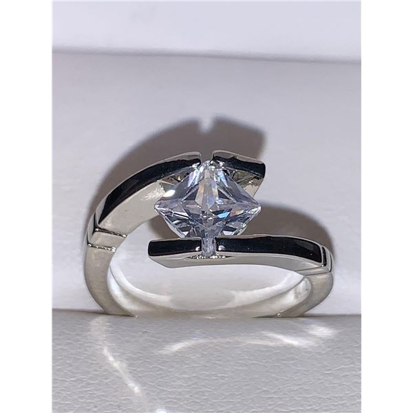 Ladies Floating Set Princess Cut .75 Carat Solitaire Engagement Ring