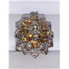 Image 1 : Natural Sapphire & Citrine 7.05 Carat Multi Stone Cluster Ring .925 silver with Appraisal Certificat