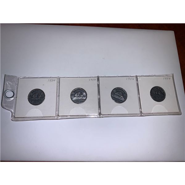 CANADA Vintage 1954 Silver Beaver Nickles - Lot of 4