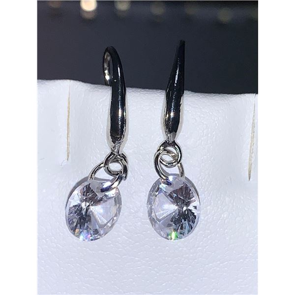 Set of Ladies Brilliant Cut Solitaire Dangle Earrings
