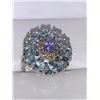 Image 1 : Natural Tanzanite & Sapphire Oval Cut 7.33 Carat Multi Stone Cluster Top Ring with Appraisal Certifi
