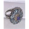 Image 2 : Natural Tanzanite & Sapphire Oval Cut 7.33 Carat Multi Stone Cluster Top Ring with Appraisal Certifi