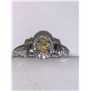 Image 2 : Ladies Canary Yellow ,98 Carat Round Cut Diamond Si-I Ring 14K White Gold with Appraisal Certificate