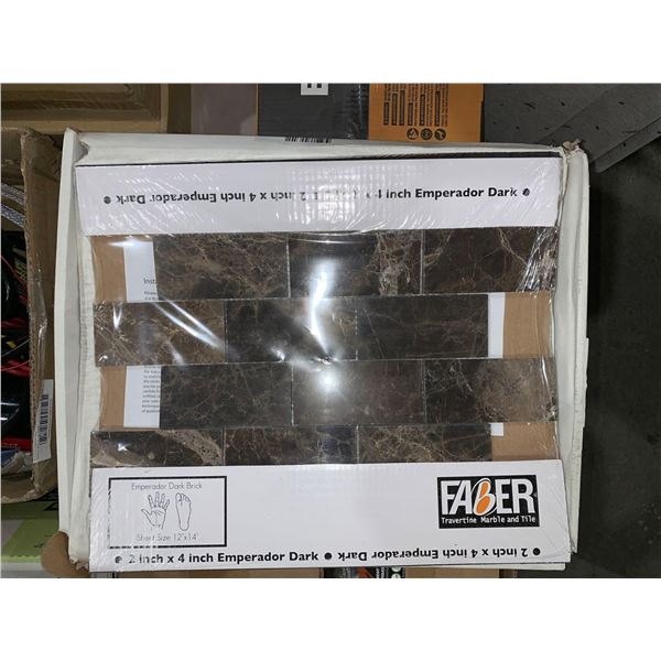 Faber Travertine Marble & Tile 2"x4" Emperador Dark Brick Mosaic  5 Sheets of 12" x 14"