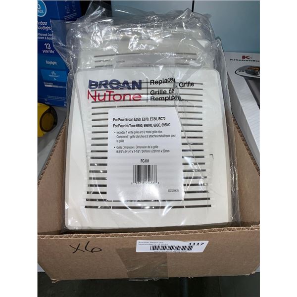 Broan NuTone Replacement Grill 9 3/4"x9 1/4"x 1 1/8" x's 6