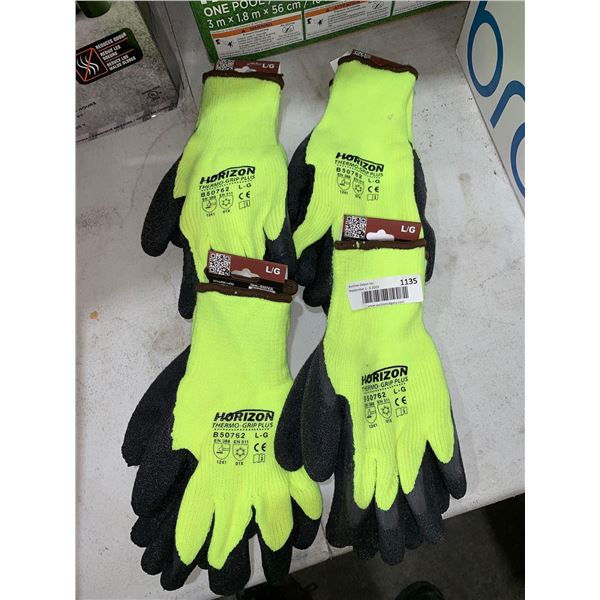 Horizon Latex Dipped Work Gloves Size Large x 4