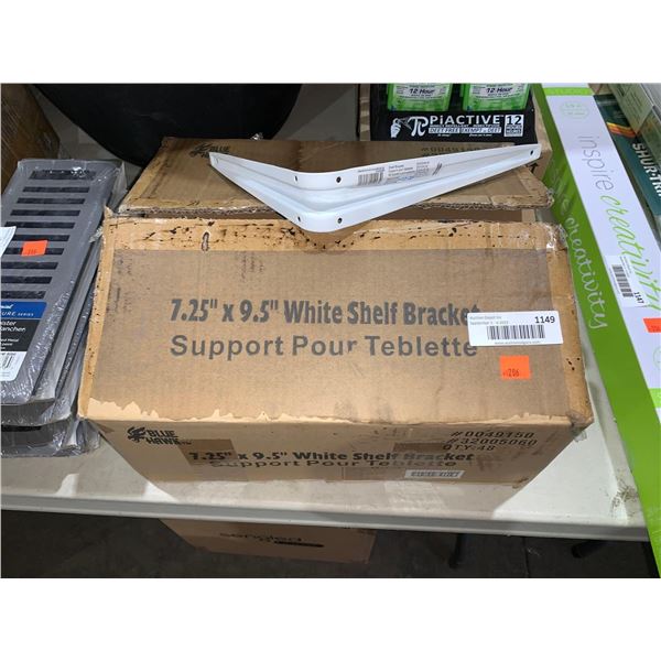Case of White Shelf Brackets 7.25"x9.5"