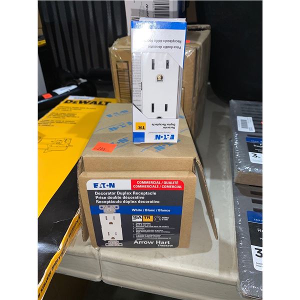 Eaton Commercial Decorator Duplex Receptacle - White - Lot of 6