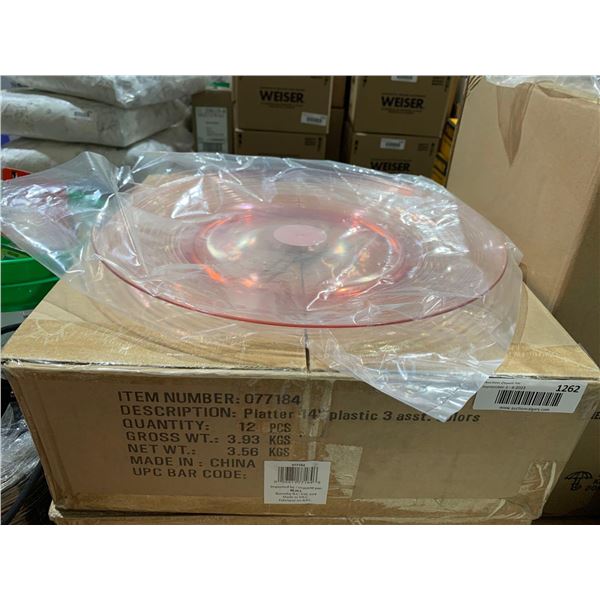 Lot of 12 Plastic Assorted Color Serving Platters