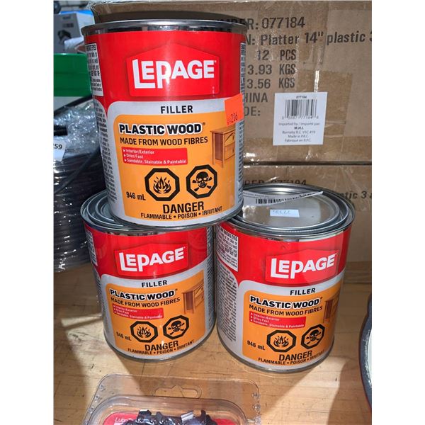 Lot of 3x946ml LePage Plastic Wood Filler