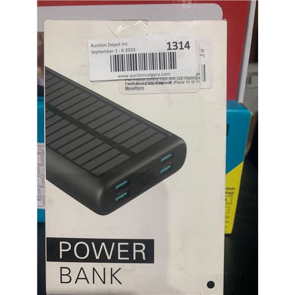 Power Bank 5 Outputs Solar Charger USB C Input/Output Portable Charger