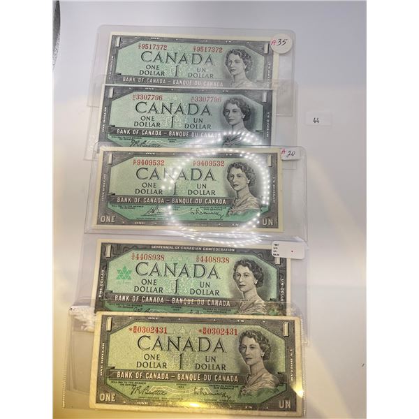 5 1954 Dollar Banknotes- Mod