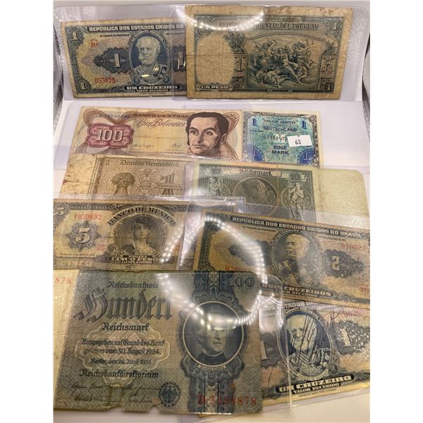 Variety of Foreign Banknotes