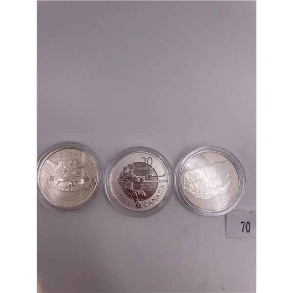 2012, 2013, 2013 $20 Fine Silver Coins