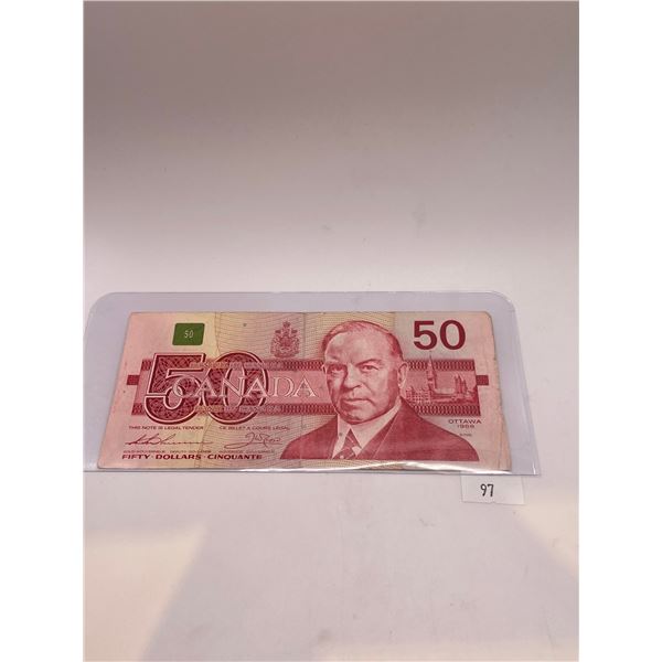 1988 50 Dollar Canadian Banknote
