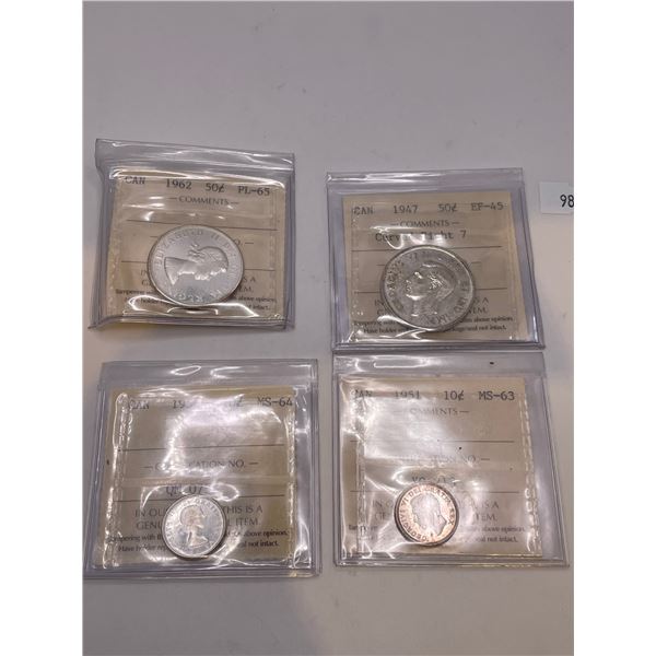 1947-1962 Canadian 50c And 10c Pieces