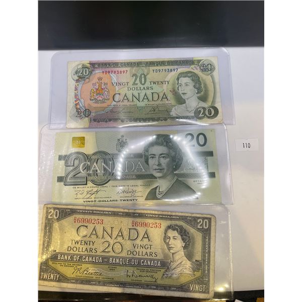 1954, 1969, 1991 $20 Banknotes