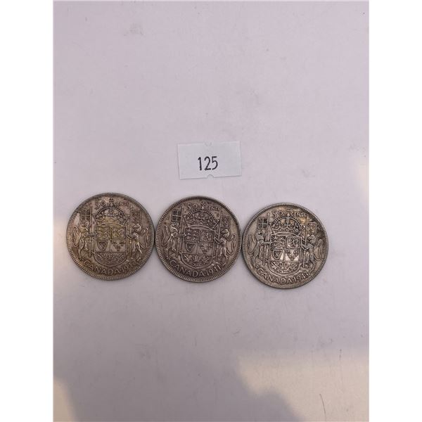 1940, 41, 43 50 Cent Pieces