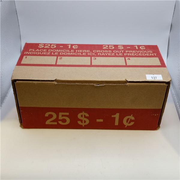 Coin Roll Hunt Box of 2500 Pennies, $25 Face Value