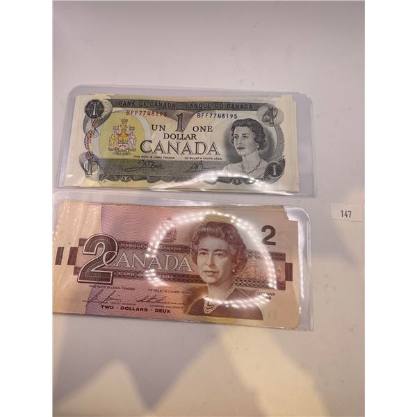 1986, Eleven $2 Banknotes/ 1973 Eight $1 Banknotes