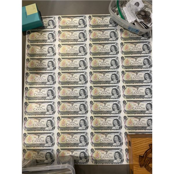 1973 Canadian $1 Banknote Sheet