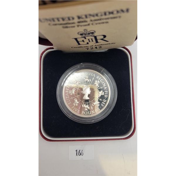 1993 Silver UK 5 Pound Coronation Coin