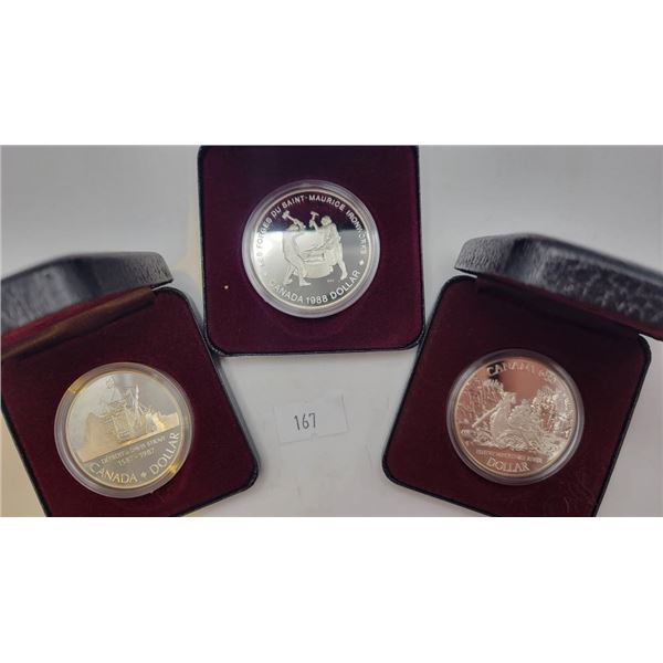 1987-1989 Canadian Silver Dollar Trio