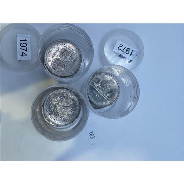 1970's Tube of Candian Silver Dollars