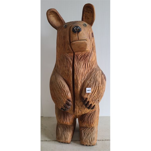 HAND CARVED BEAR STATUE