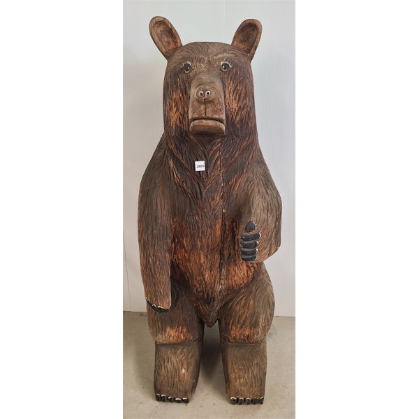 HAND CARVED BEAR STATUE