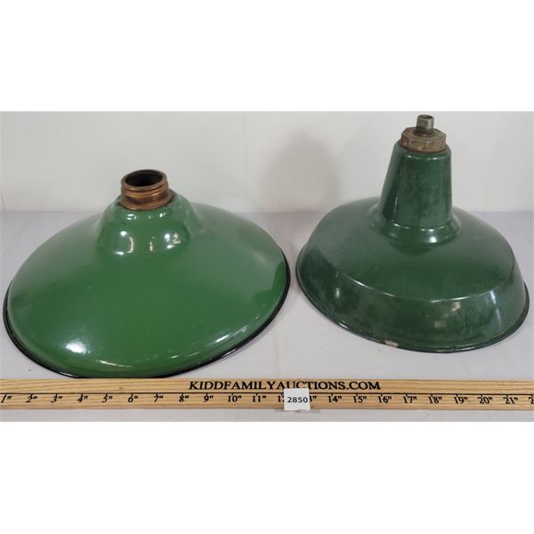 LOT OF 2 - GREEN PORCELAIN LIGHT SHADES