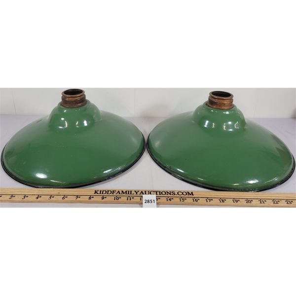 LOT OF 2 - GREEN PORCELAIN LIGHT SHADES