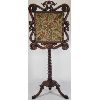 Image 1 : CARVED NEEDLE POINT FIRE SCREEN W/ BARLEY TWIST BASE