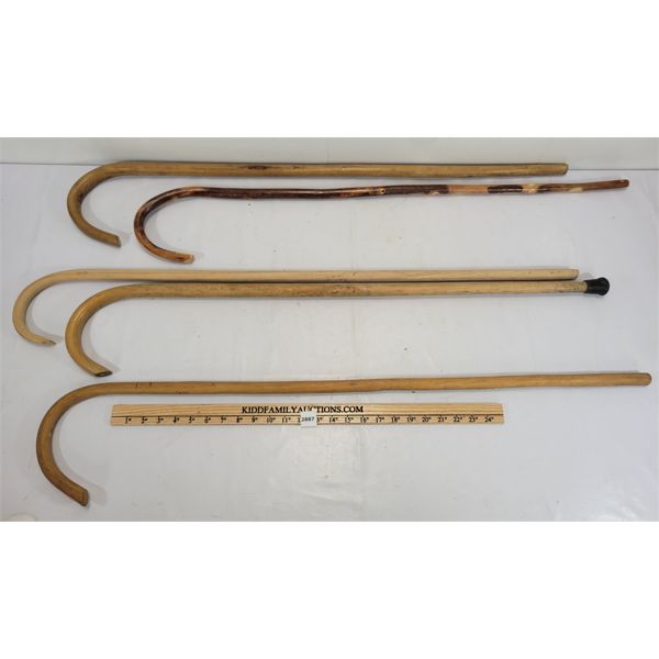 LOT OF 5 - CARVED WOODEN CANES