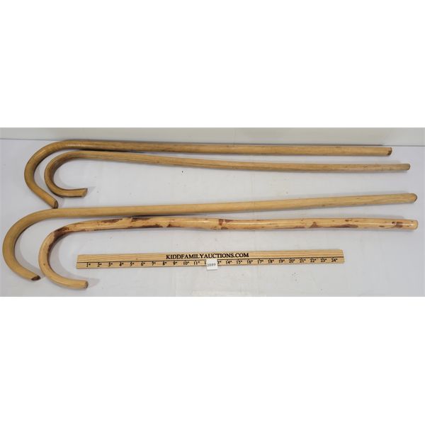 LOT OF 4 - CARVED WOODEN CANES - INCL INTERNATIONAL PLOW MATCH '63